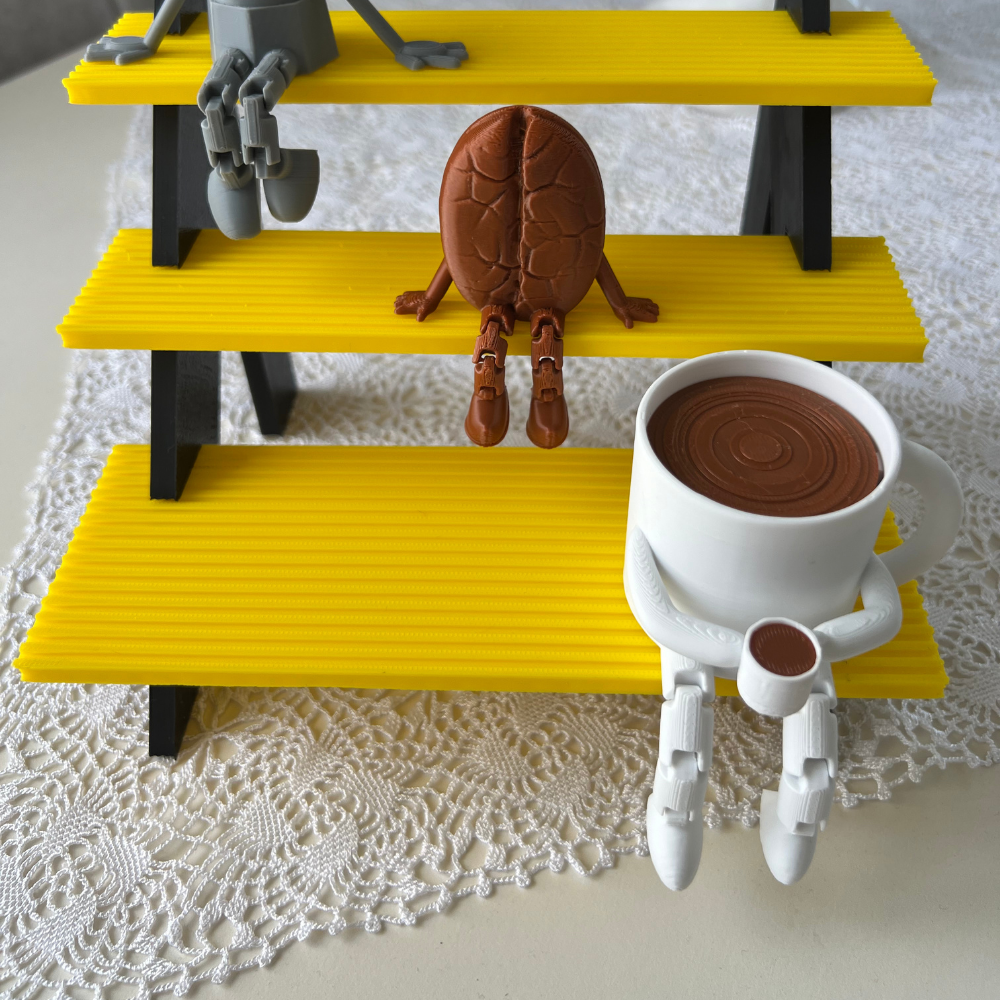Kahve Temalı Biblo Seti 3 Adet – Moka Pot, Kahve Çekirdeği Ve Fincan Masaüstü Süs