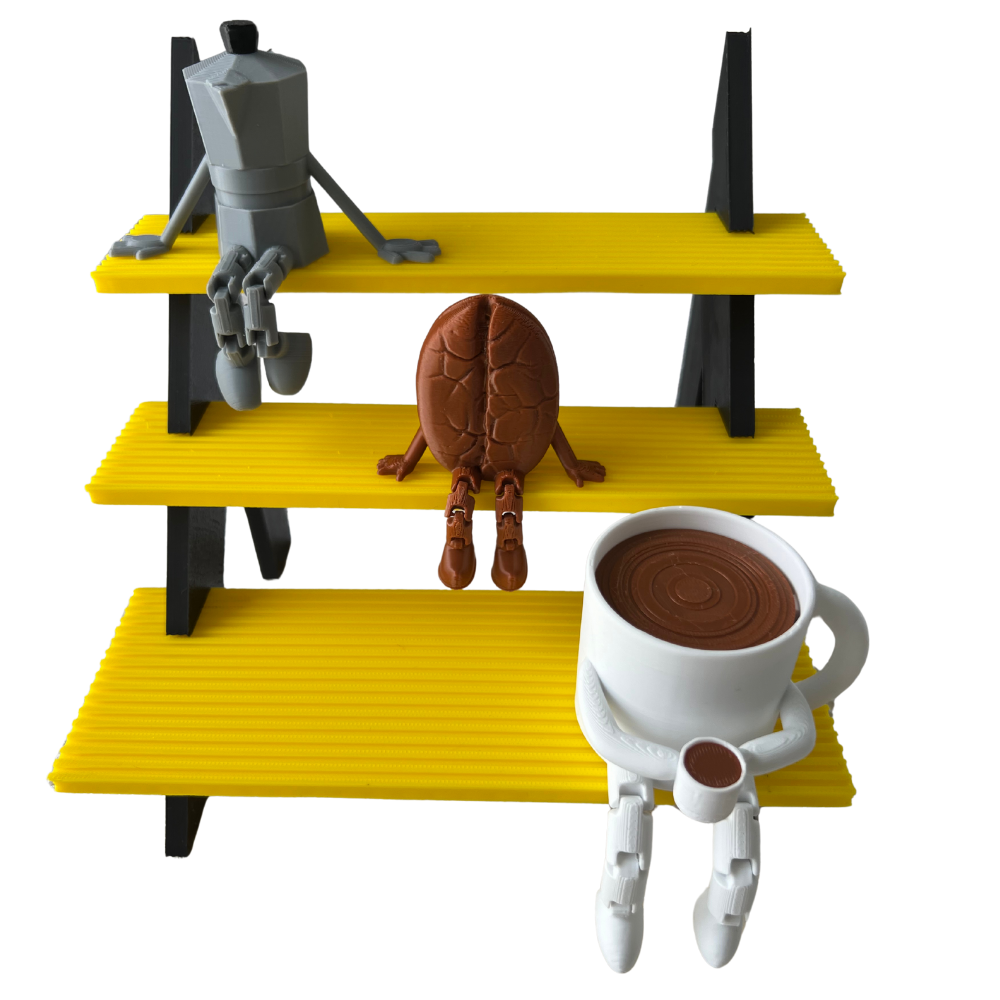 Kahve Temalı Biblo Seti 3 Adet – Moka Pot, Kahve Çekirdeği Ve Fincan Masaüstü Süs