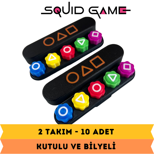 Squid Game Beş Taş - 2 ADET Kutulu ve Bilyeli Model - Renkli Taş Gonggi