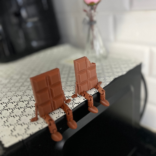 2'li Çikolata Barı Dekoratif Figür Seti - Isırılmış ve Bütün - Masaüstü Süs (Her biri 5.7 x 6.3 cm)