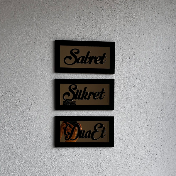 Sabret Şükret Dua Et 3'lü Tablo Seti Duvar Süsü